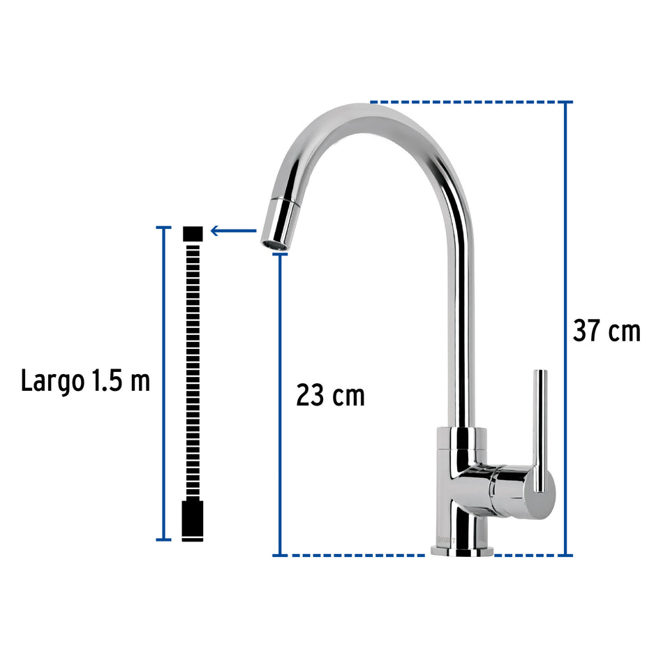 Monomando cromo nariz retractil para fregadero ELEMENT