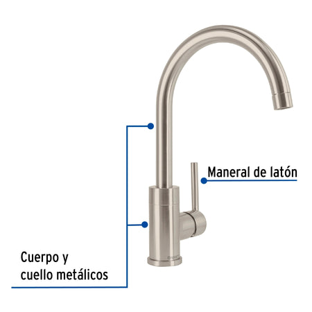 Monomando satin cuello alto para fregadero FOSET ELEMENT