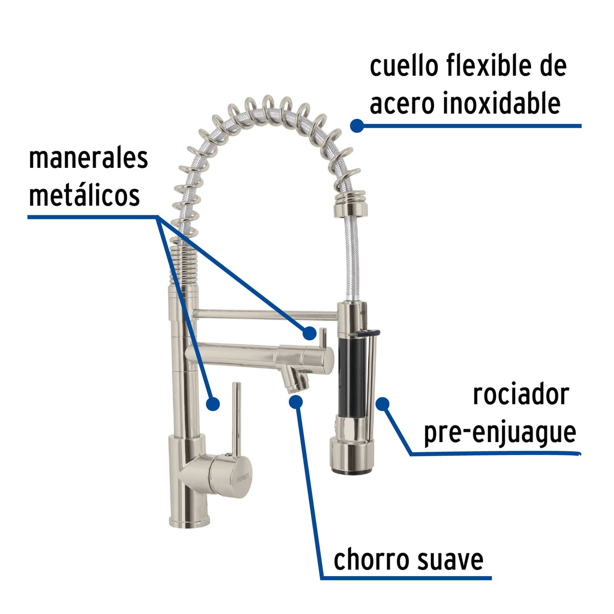 Monomando con doble salida para fregadero Satin ELEMENT