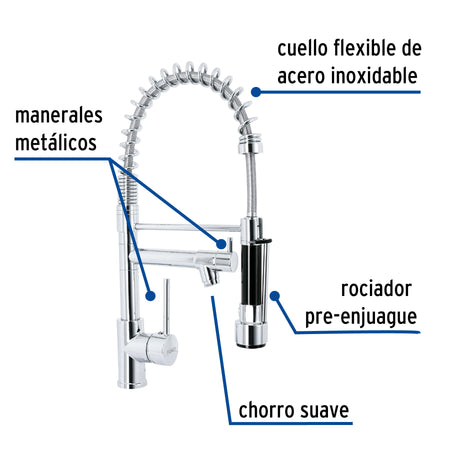 Monomando con doble salida para fregadero Cromo ELEMENT