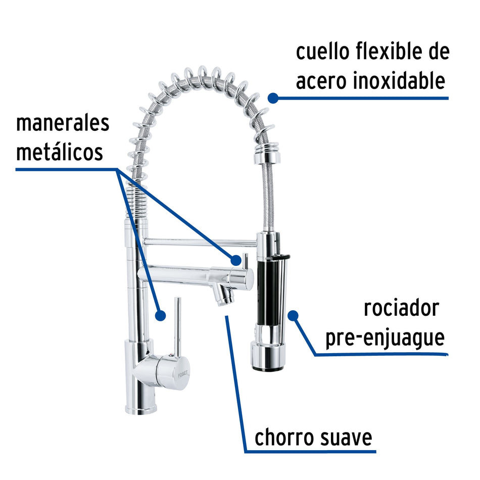 Monomando con doble salida para fregadero Cromo ELEMENT