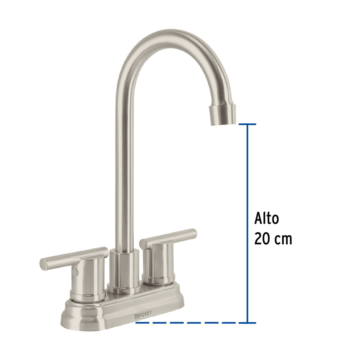 Mezcladora satín 4' para lavabo cuello tipo bar, ELEMENT