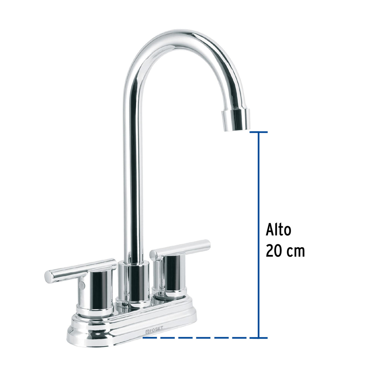 Mezcladora cromo 4' para lavabo cuello tipo bar, ELEMENT