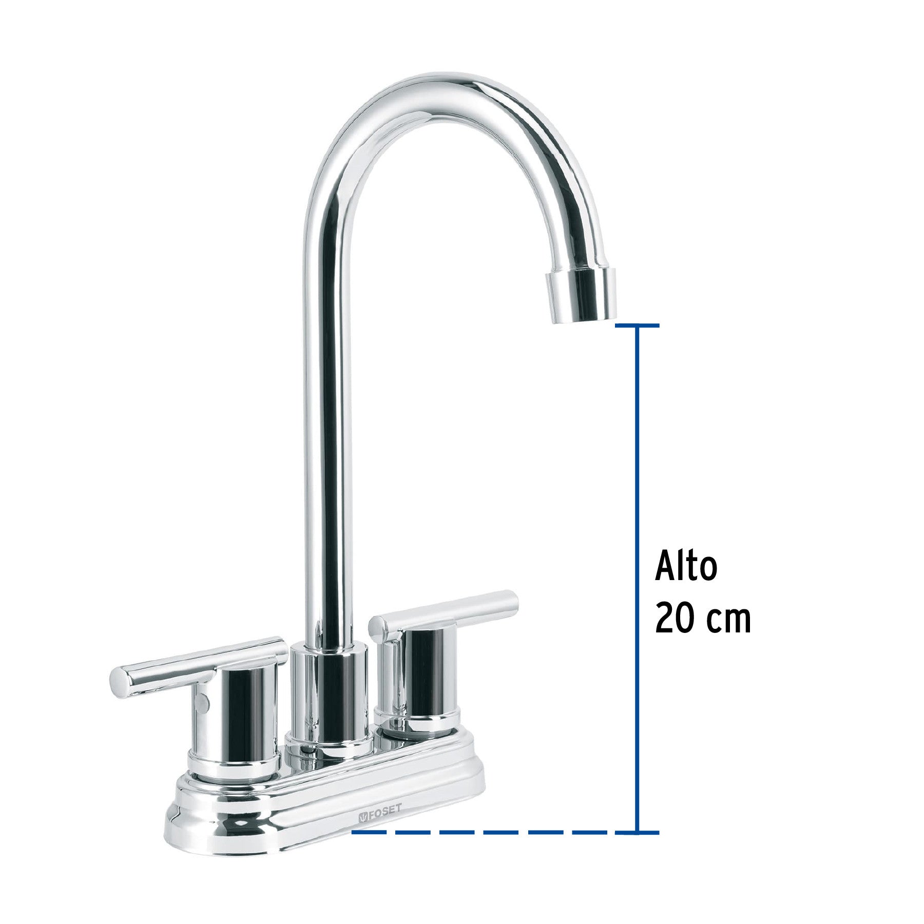 Mezcladora cromo 4' para lavabo cuello tipo bar, ELEMENT