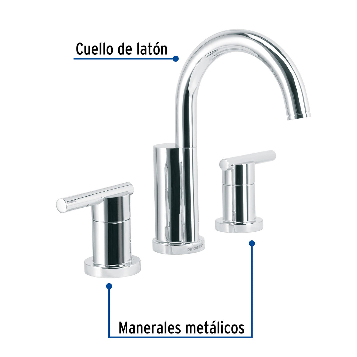 Mezcladora cromo para lavabo con taladros separados ELEMENT