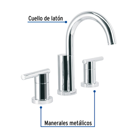 Mezcladora cromo para lavabo con taladros separados ELEMENT
