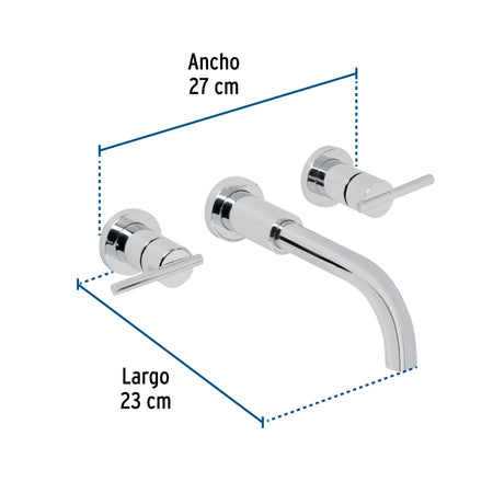 Mezcladora cromo de pared para lavabo FOSET ELEMENT