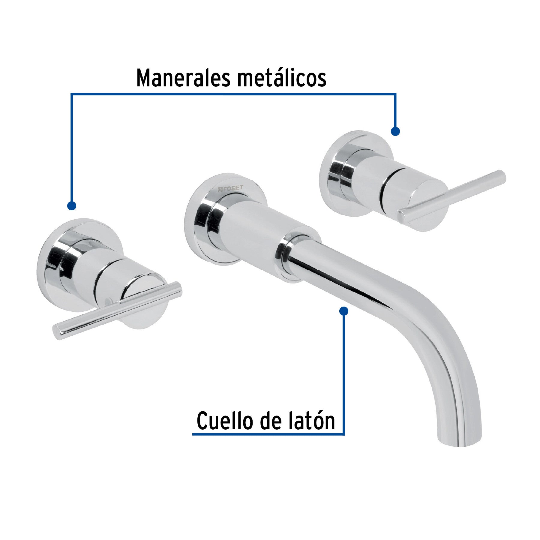 Mezcladora cromo de pared para lavabo FOSET ELEMENT