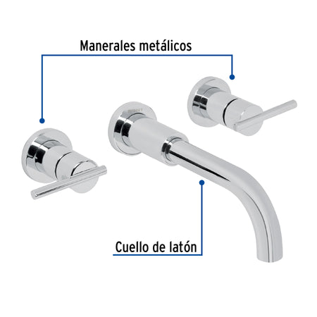 Mezcladora cromo de pared para lavabo FOSET ELEMENT