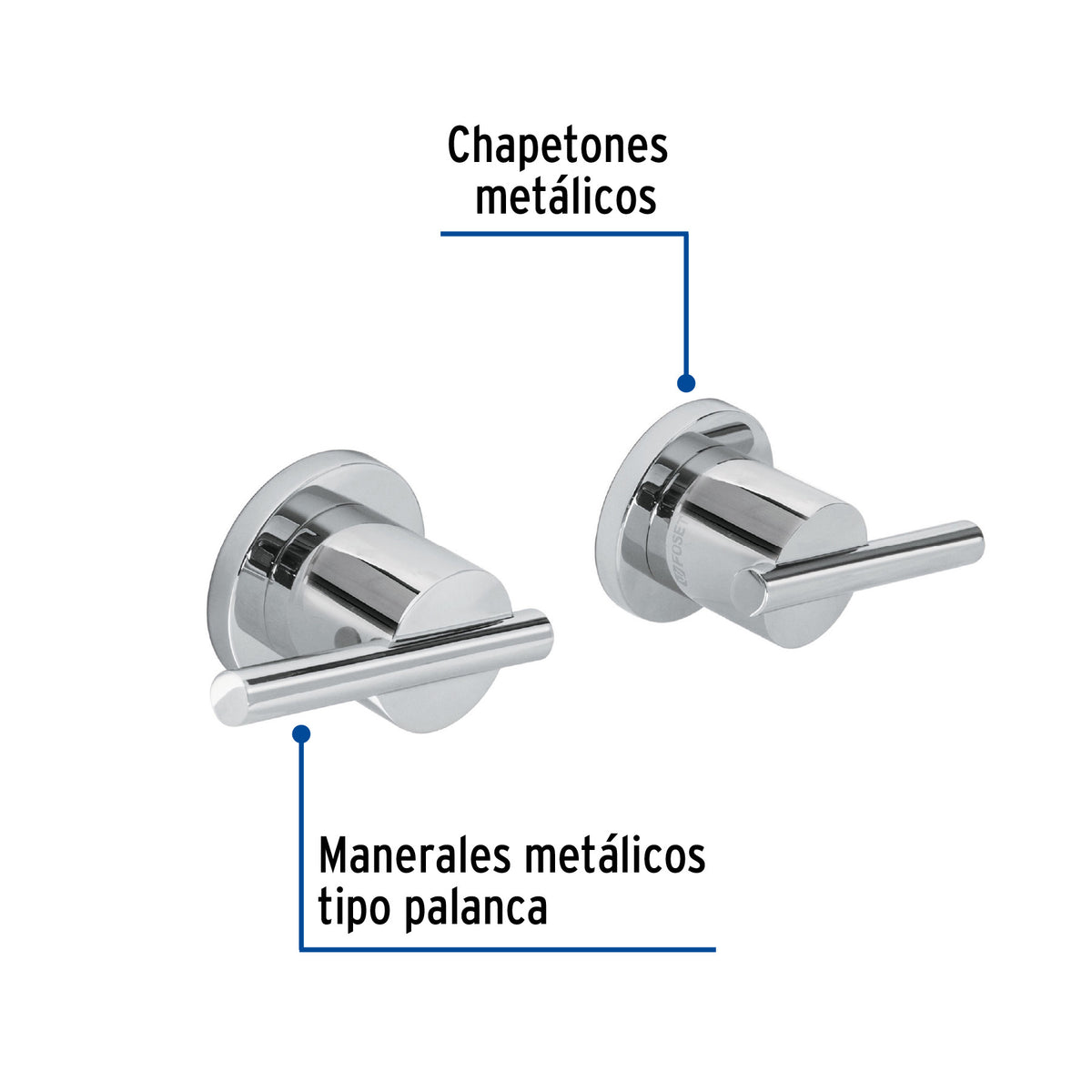 Juego de manerales de palanca para regadera cromo ELEMENT