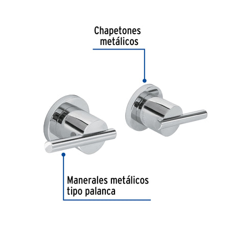 Juego de manerales de palanca para regadera cromo ELEMENT