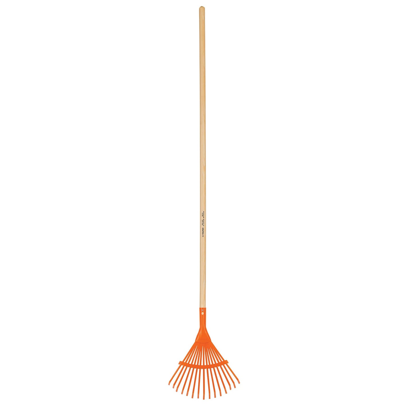 Escoba metálica para jardín, curva, 15 dientes, mango 48'