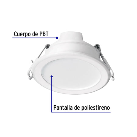 Luminario LED empotrable 5 W 6500 K, redondo, VOLTECK BASIC