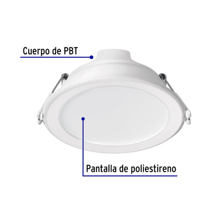 Luminario LED empotrable 7 W 6500 K, redondo, VOLTECK BASIC