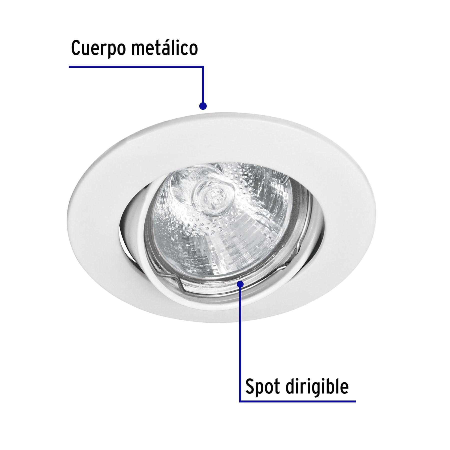 Luminario redondo blanco spot dirigible, lámpara no incluida blanco