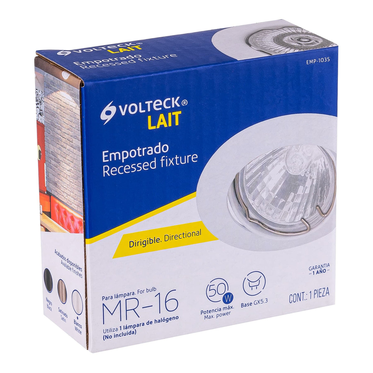 Luminario redondo blanco spot dirigible, lámpara no incluida blanco