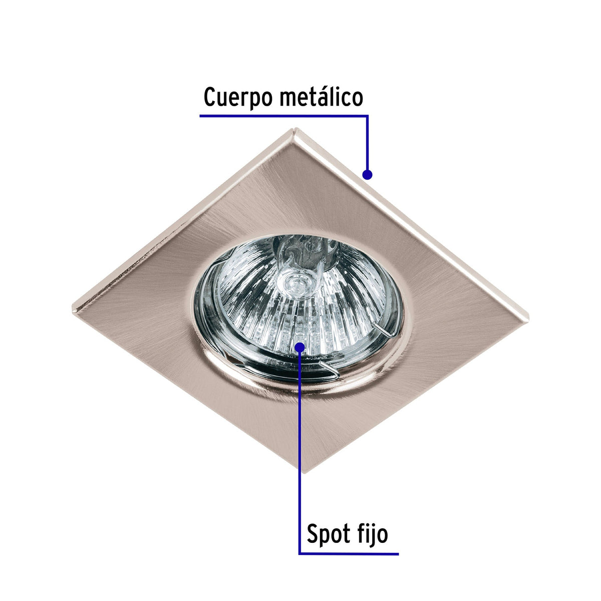 Luminario cuadrado satin spot fijo lampara no incluida