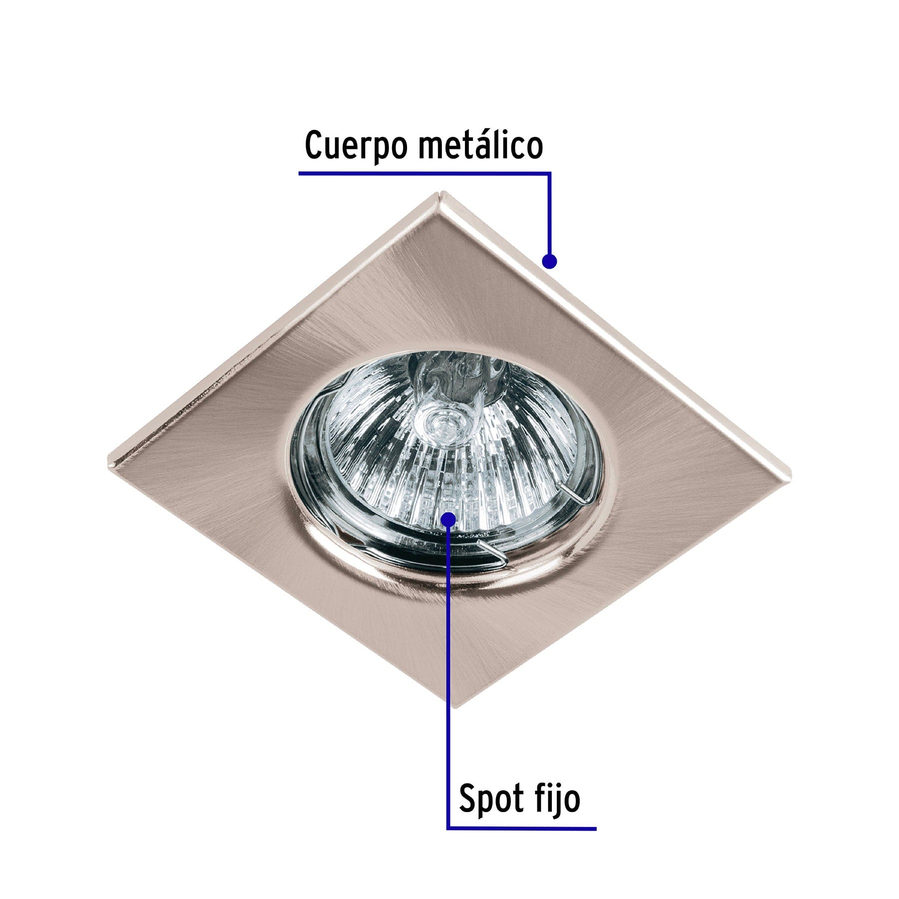 Luminario cuadrado satin spot fijo lampara no incluida
