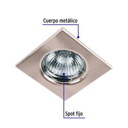 Luminario cuadrado satin spot fijo lampara no incluida