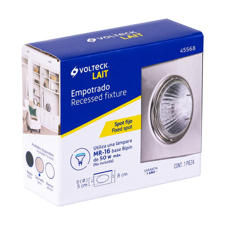 Luminario cuadrado satin spot fijo lampara no incluida