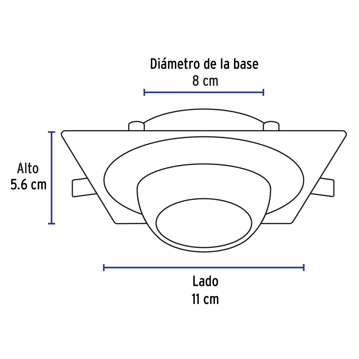 Luminario cuadrado satín spot esférico, lámpara no incluida