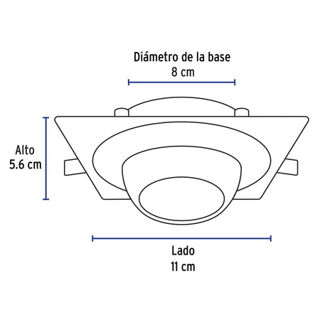 Luminario cuadrado satín spot esférico, lámpara no incluida