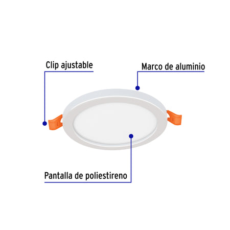 Luminario LED plafón 6W 6500K, ajustable, redondo, VOLTECK