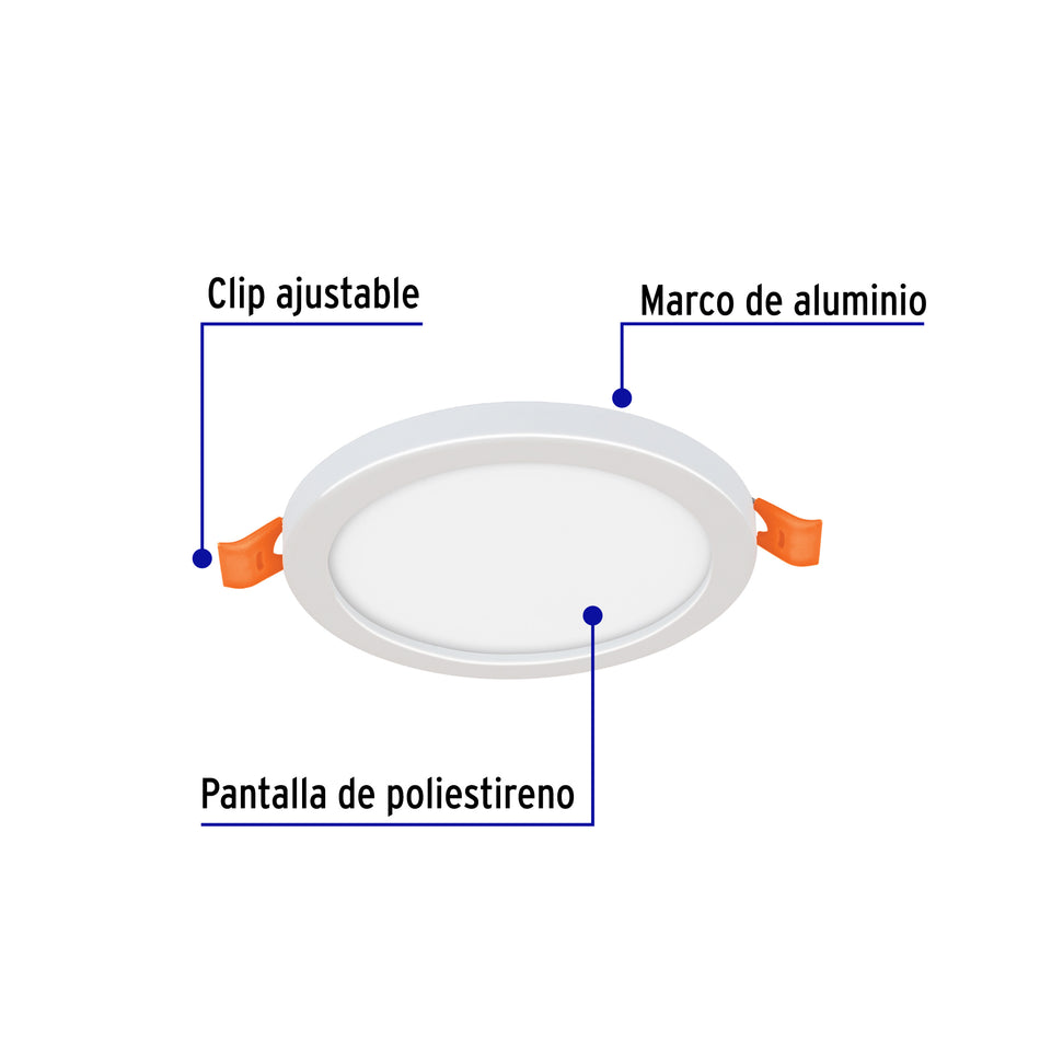 Luminario LED plafón 6W 6500K, ajustable, redondo, VOLTECK