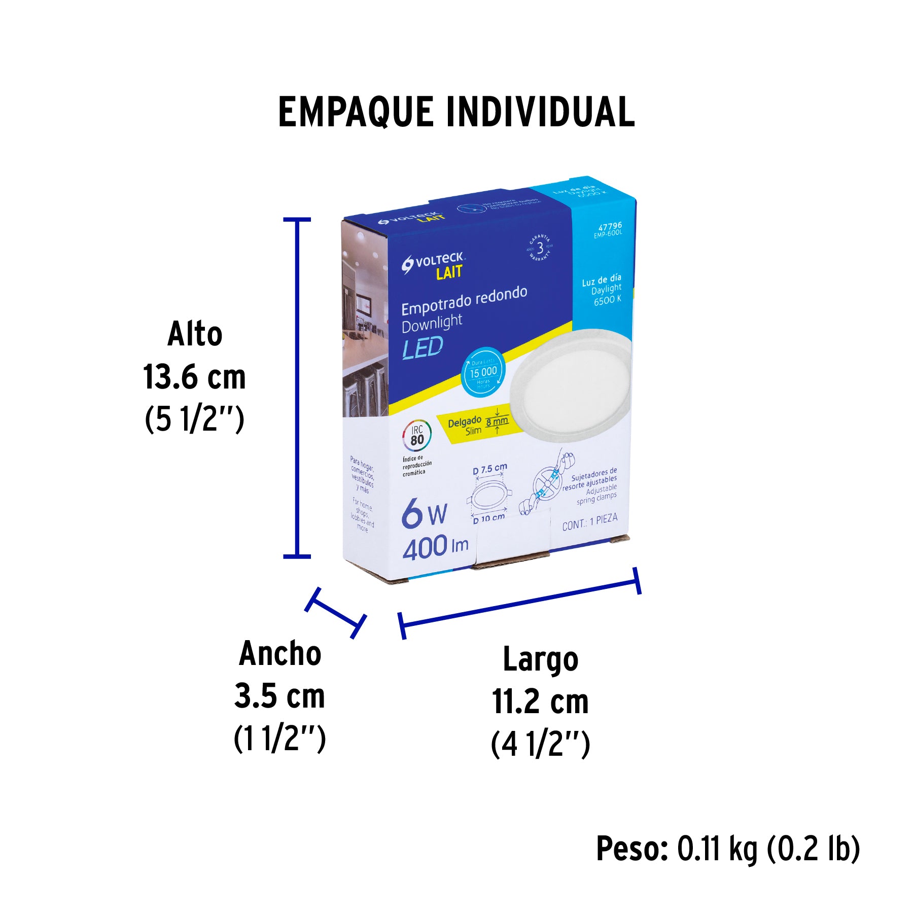 Luminario LED plafón 6W 6500K, ajustable, redondo, VOLTECK