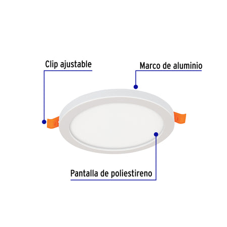 Luminario LED plafón 8W 6500K, ajustable, redondo, VOLTECK