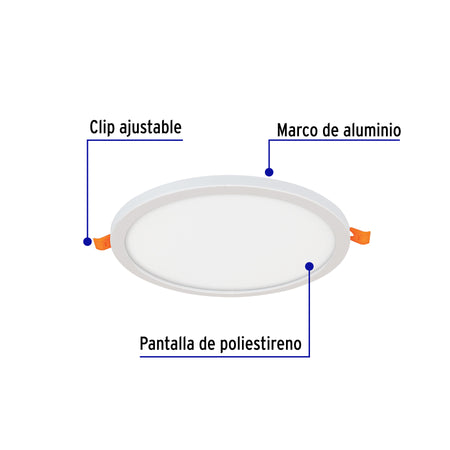 Luminario LED plafón 15W 6500K, ajustable, redondo, VOLTECK