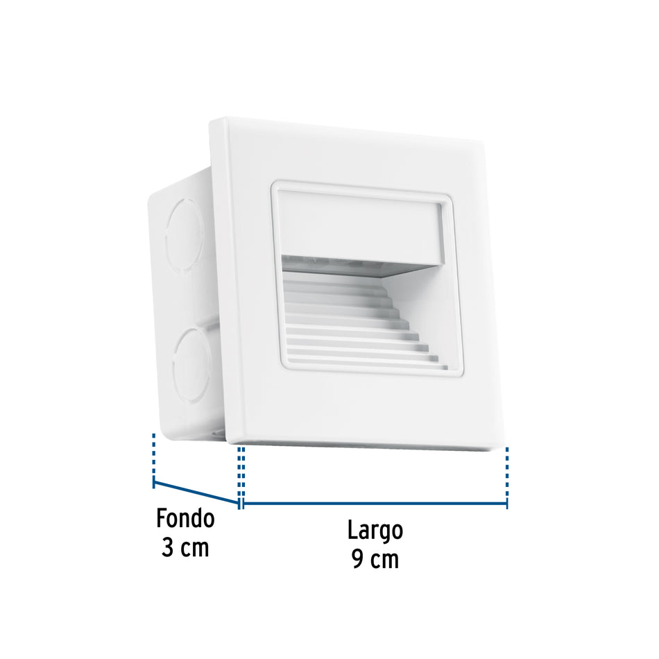 Luminario LED empotrable de cortesía 1 W, luz cálida, blanco