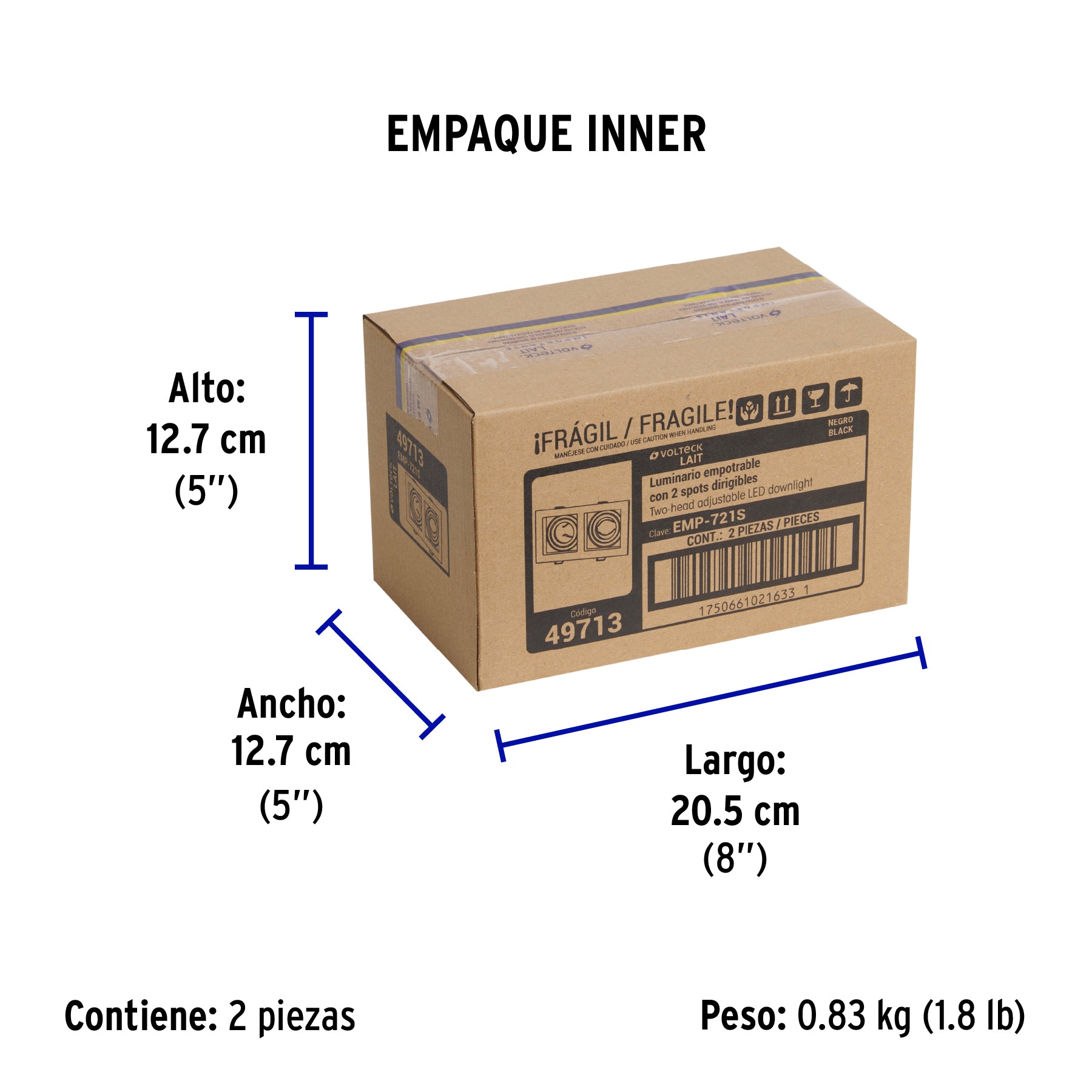 Luminario empotrable con 2 spots dirigibles, negro, VOLTECK