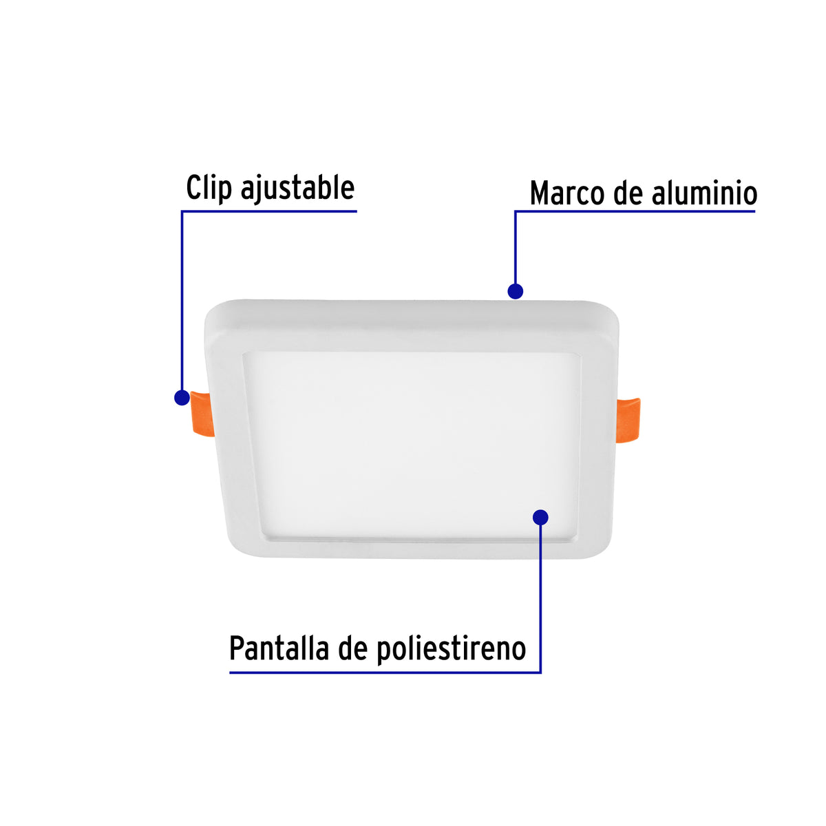 Luminario LED plafón 6W 6500K, ajustable, cuadrado, VOLTECK