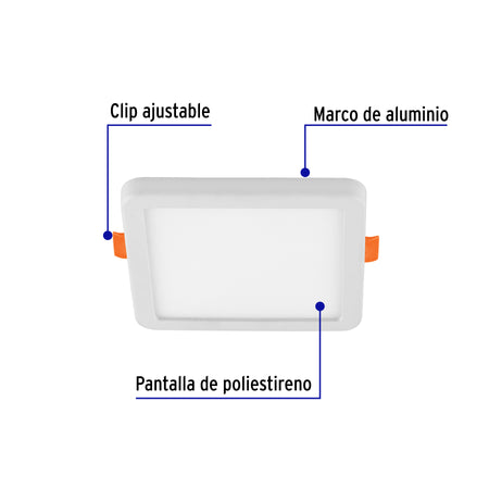 Luminario LED plafón 6W 6500K, ajustable, cuadrado, VOLTECK