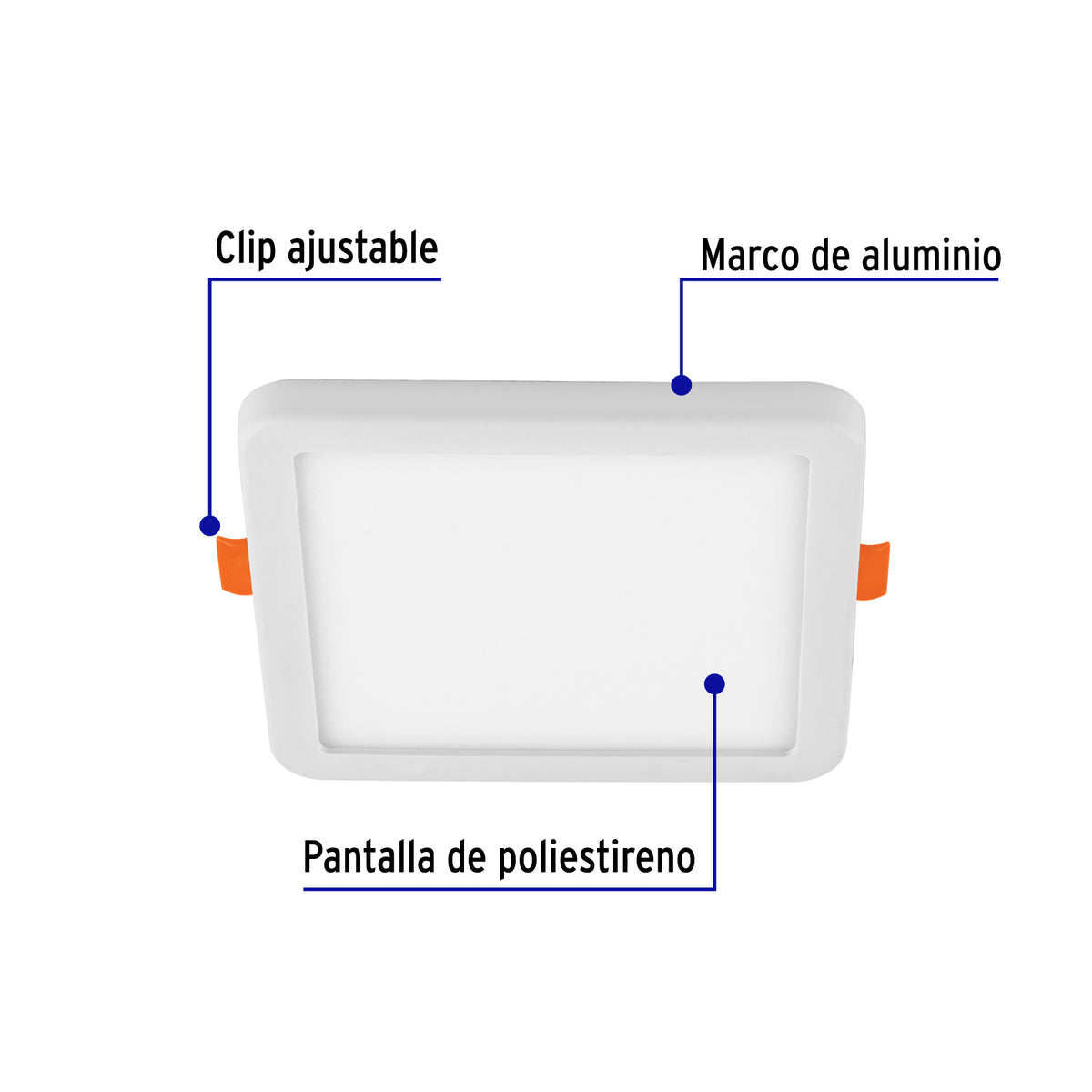 Luminario LED plafón 8W 6500K, ajustable, cuadrado, VOLTECK