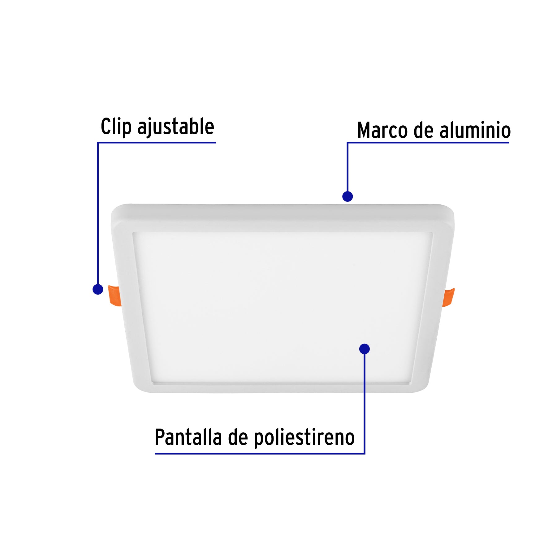 Luminario LED plafón 15W 6500K, ajustable, cuadrado, VOLTECK