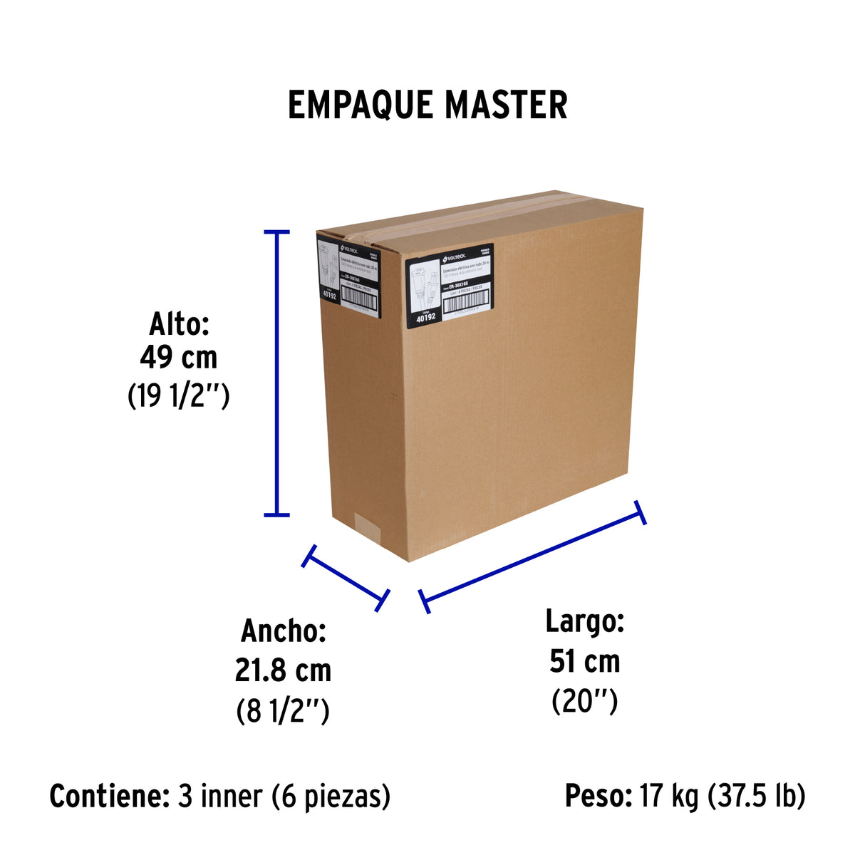 Extension electrica uso rudo 30 m 2x16 AWG para 1 clavija