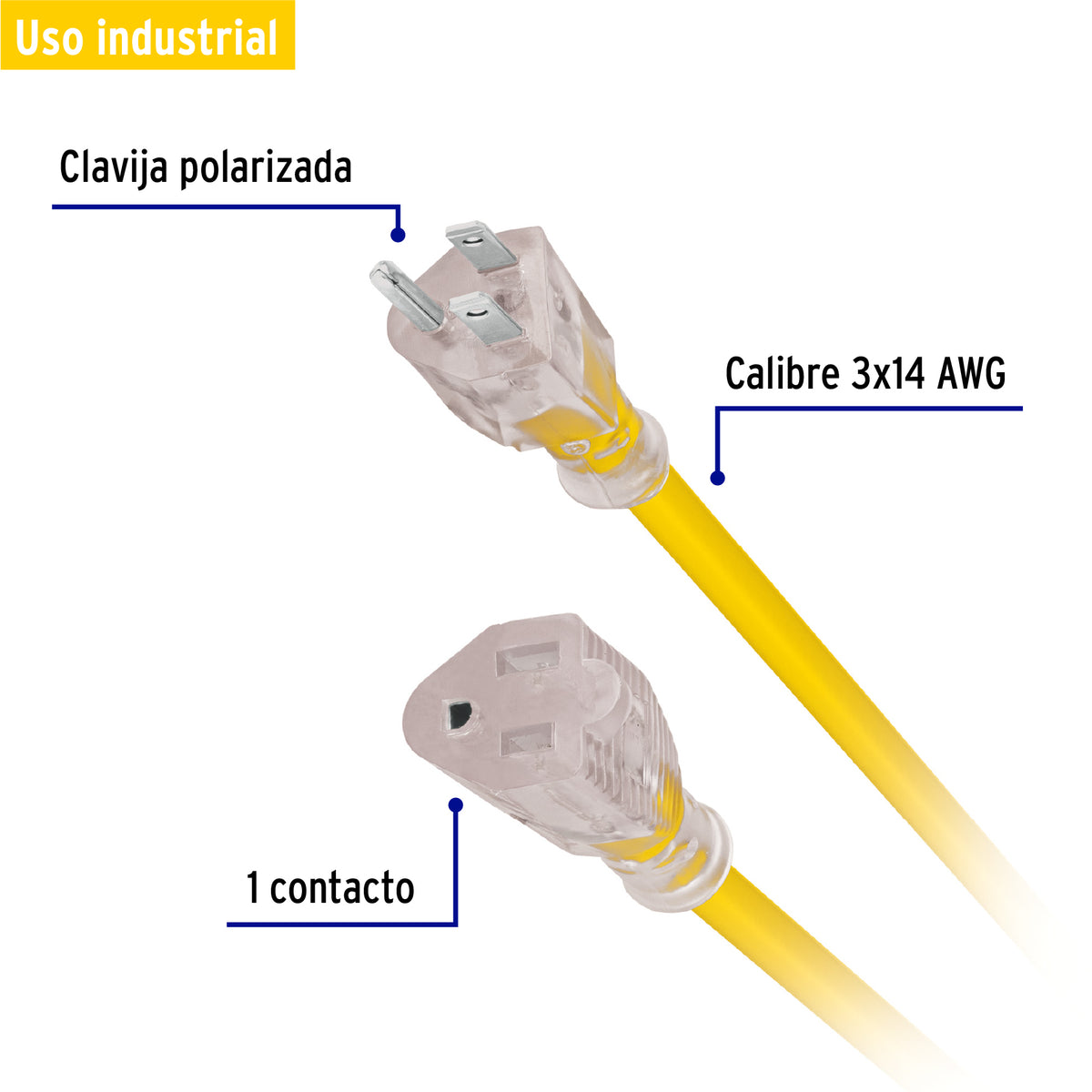 Extension reforzada aterrizada calibre 14 Volteck 10 m