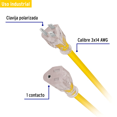 Extension reforzada aterrizada calibre 14 Volteck 10 m