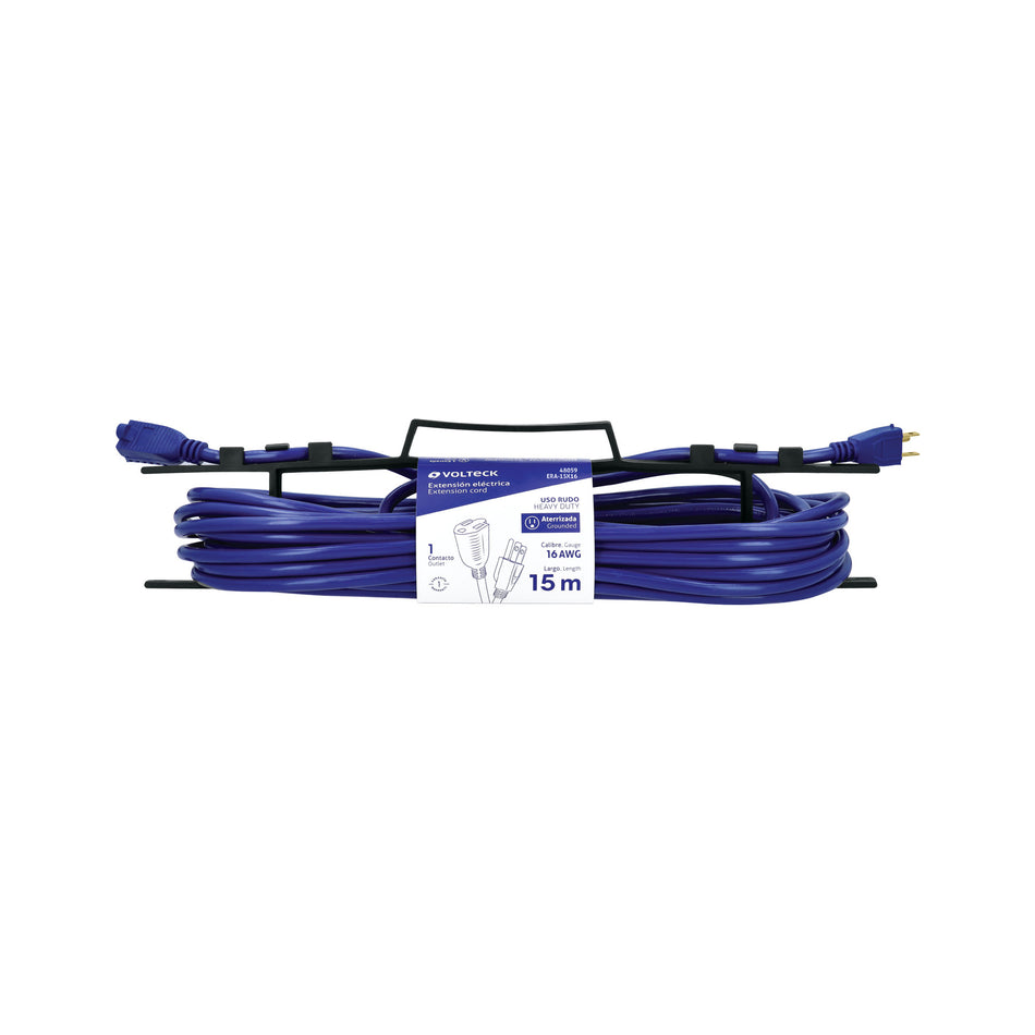 Extensión de uso rudo aterrizada 15 m 3x16 AWG, Volteck 15 m
