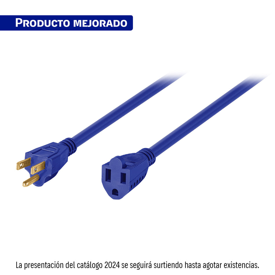 Extensión de uso rudo aterrizada 15 m 3x16 AWG, Volteck 15 m
