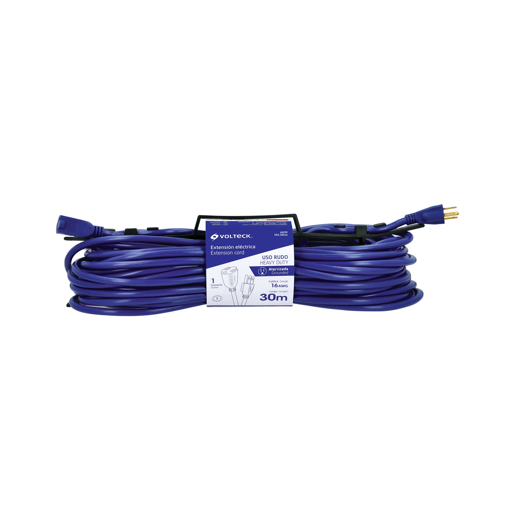 Extension de uso rudo aterrizada 30 m calibre 16 Volteck
