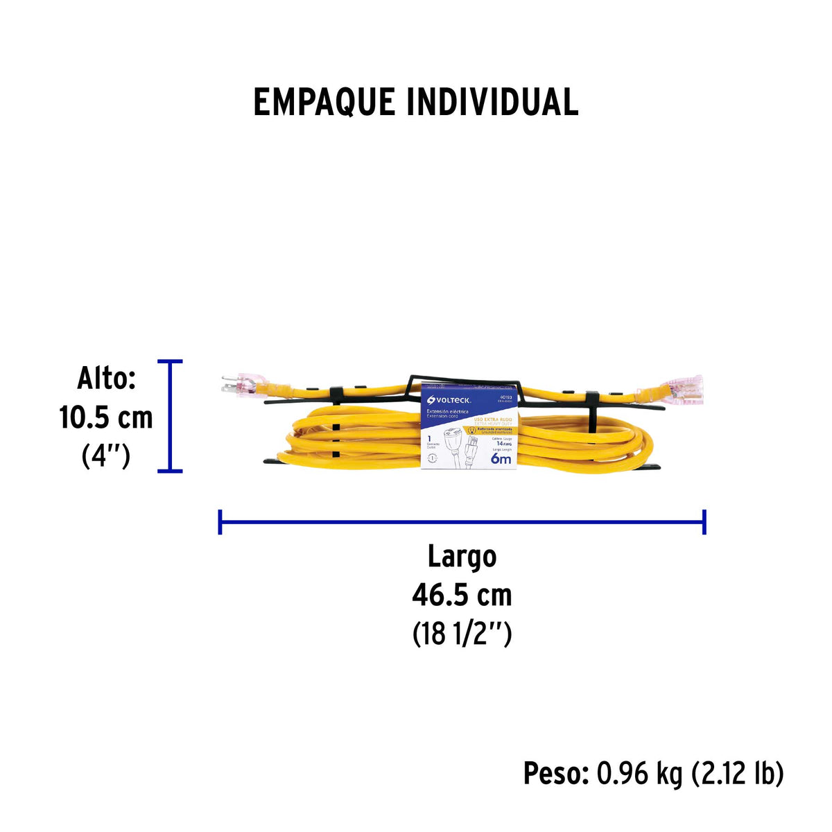 Extensión reforzada aterrizada 6 m calibre 14, Volteck