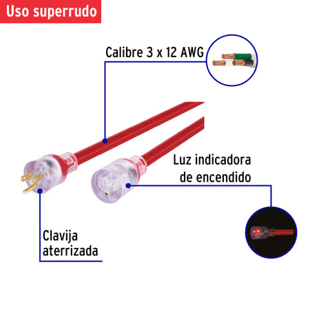Extension de uso super rudo aterrizada 8 m. calibre 12