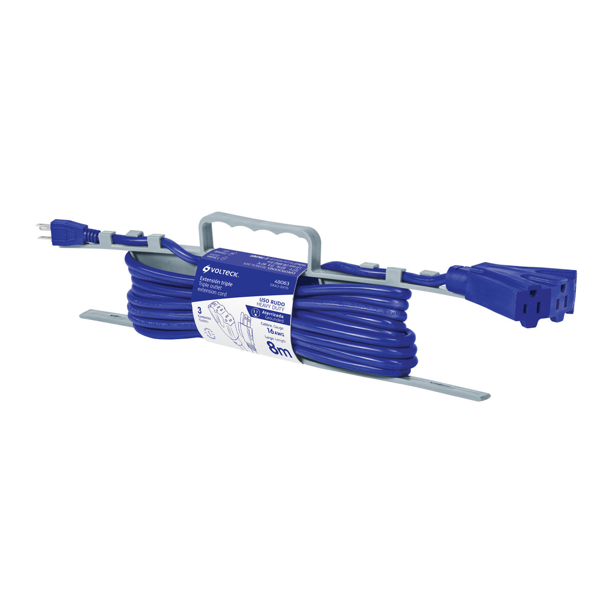 Extension triple uso rudo 8 m tipo abanico 3x16 AWG Volteck