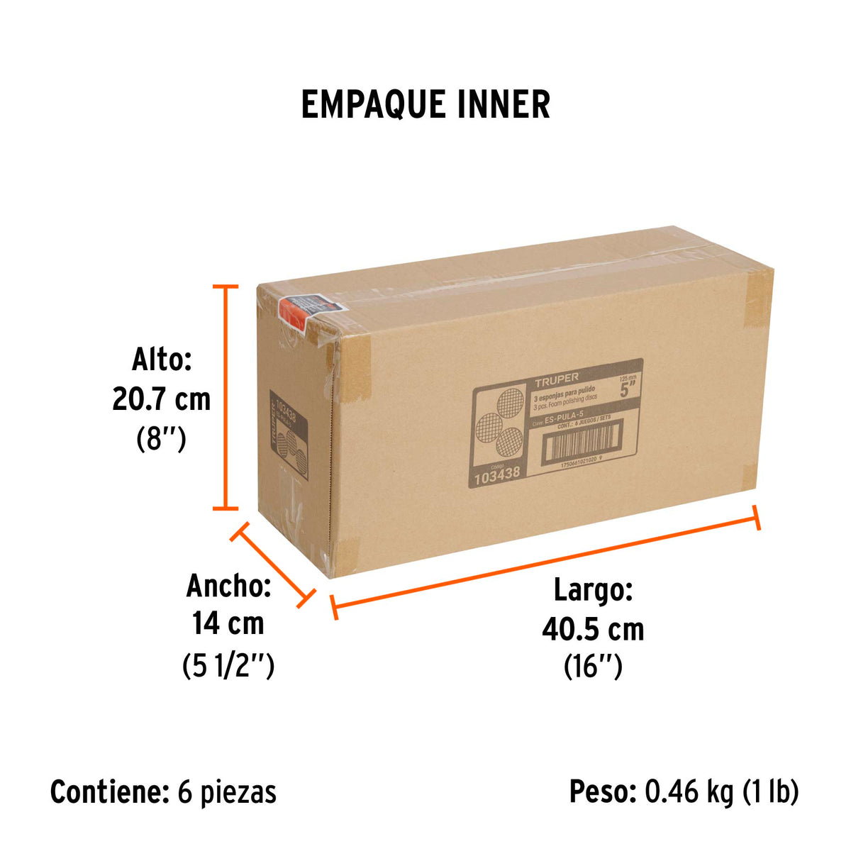 Juego de 3 esponjas para pulir de hook and loopTRUPER 5"