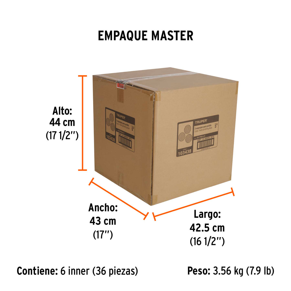Juego de 3 esponjas para pulir de hook and loopTRUPER 5"