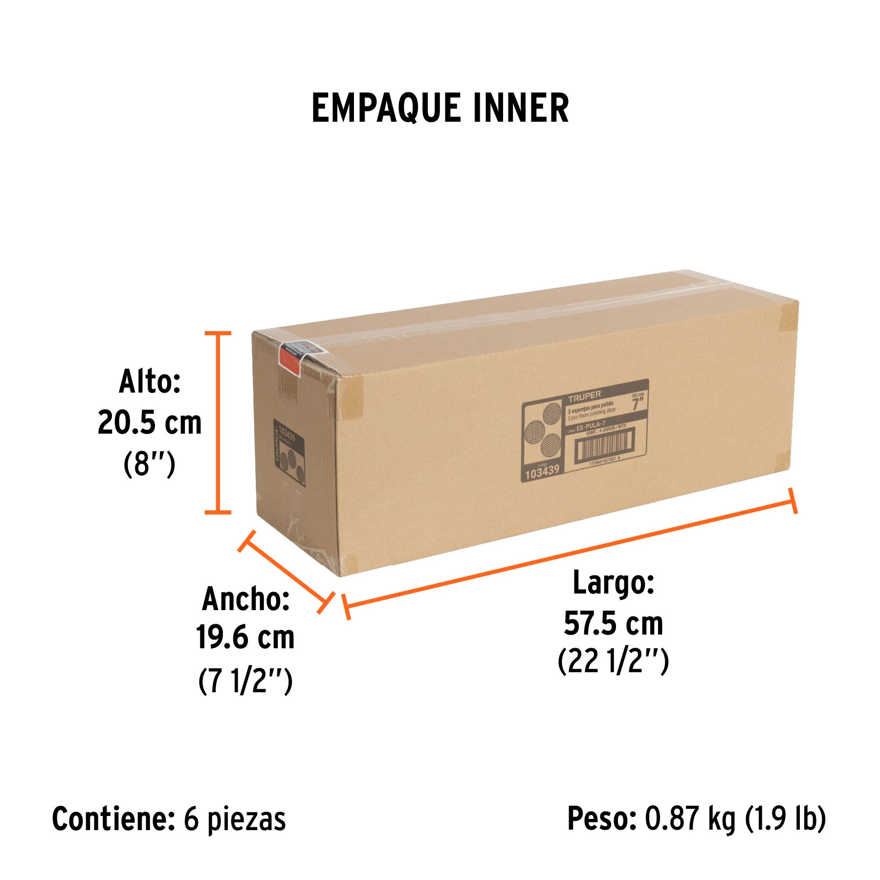 Juego de 3 esponjas para pulir de 7" hook and loop TRUPER