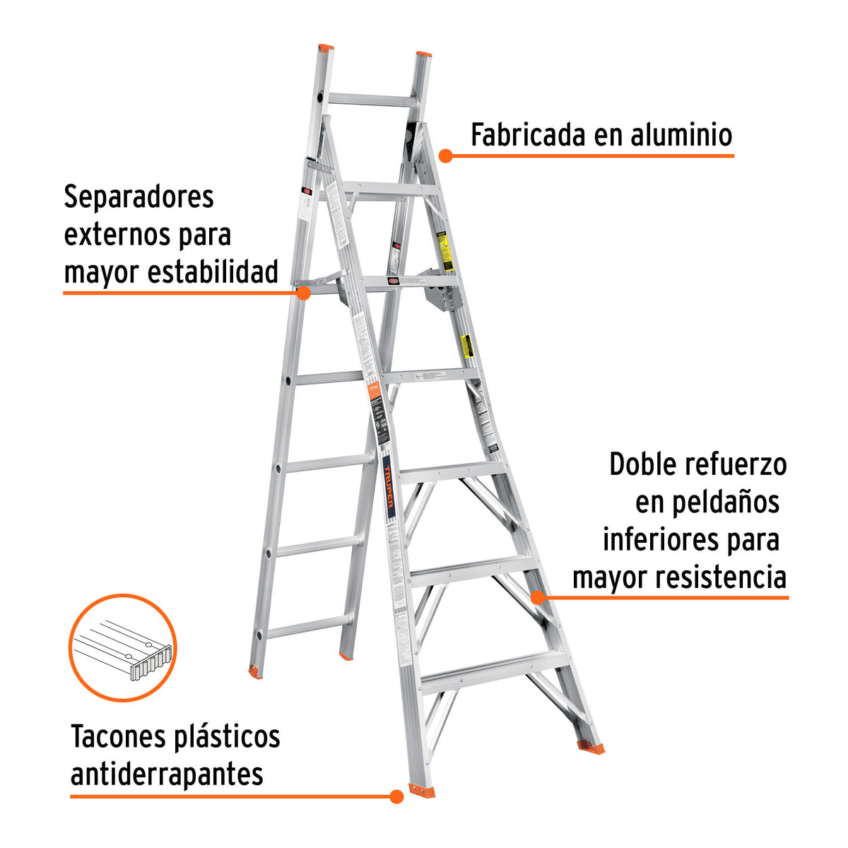 Escalera convertible tipo ll 13 escalones TRUPER